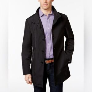 Calvin Klein Men's Sleek Black Trench Coat